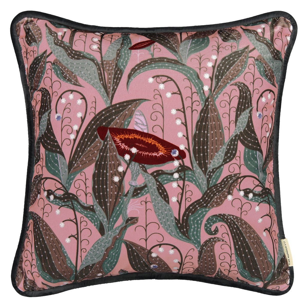Klaus Haapaniemi Lily of the Valley Dark Mauve Velvet Throw Pillow