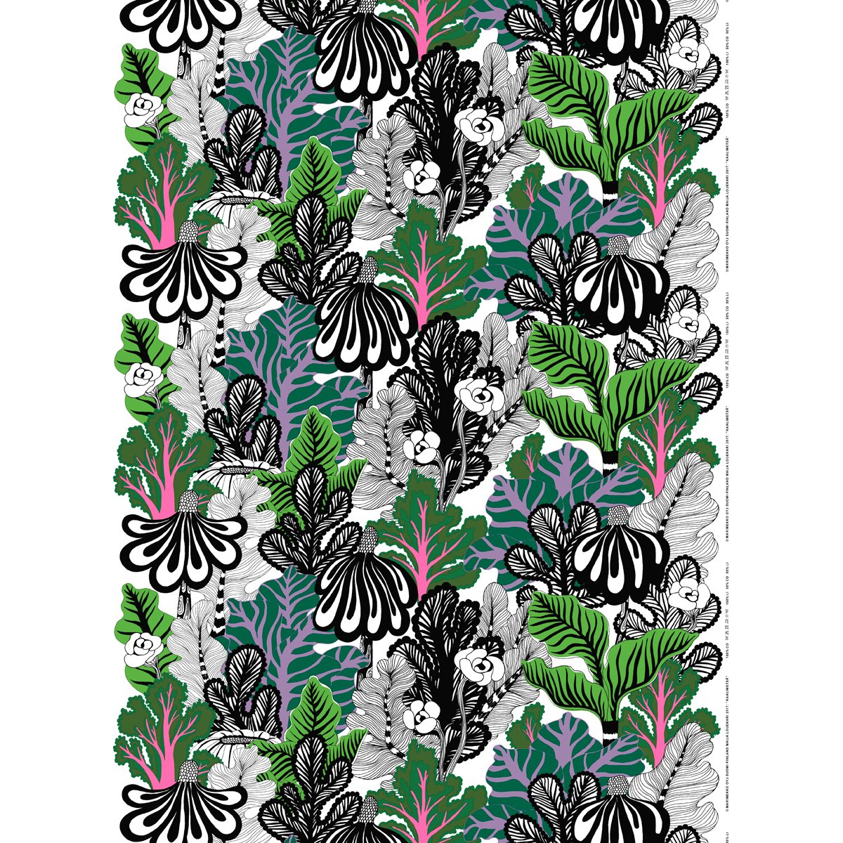 Marimekko Kaalimetsa White / Green / Violet Acryliccoated Cotton