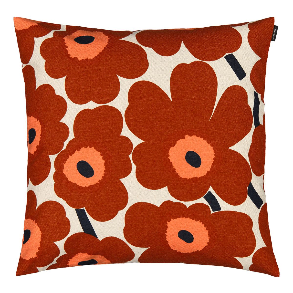 Marimekko Unikko Brown / Beige / Navy Heavyweight Large Throw Pillow