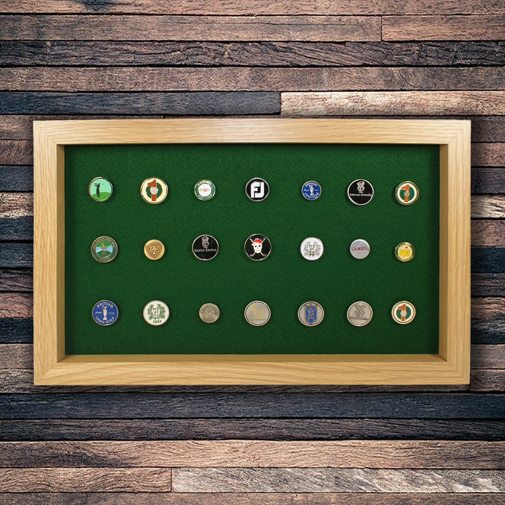 40 Golf Ball Marker Display Oak