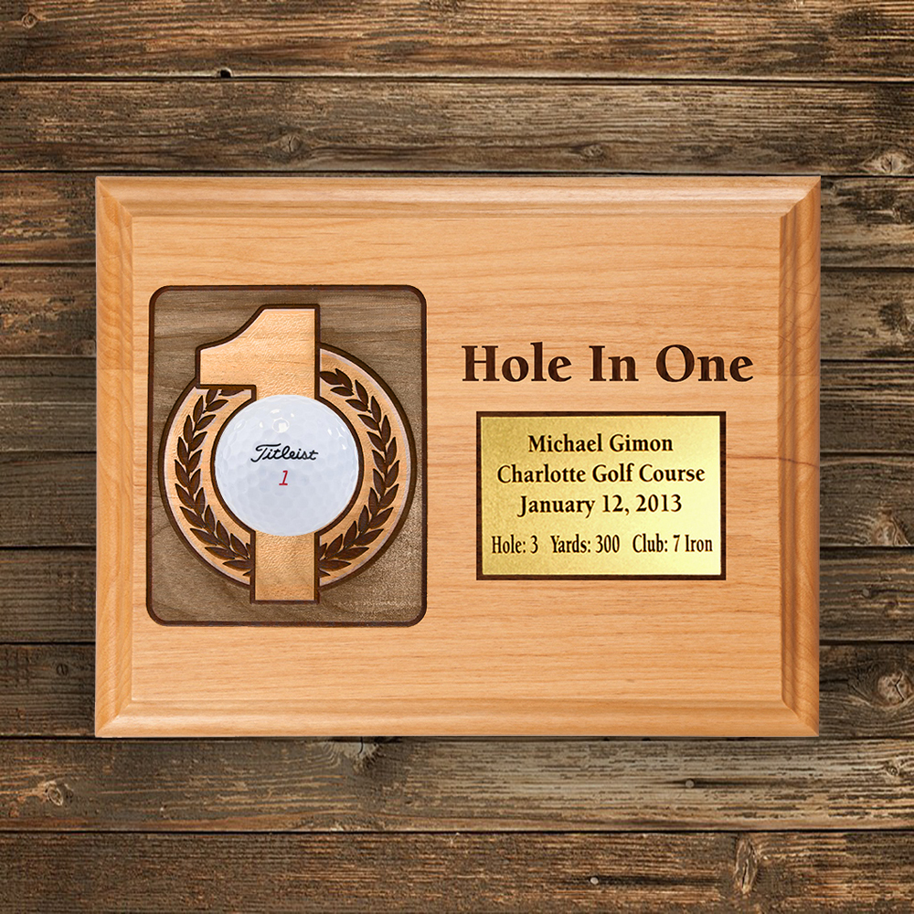 HoleInOne 7x9 Laser Etched Plaque with Brass Plate
