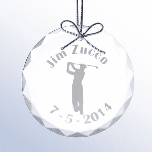 Personalized Glass Christmas Male Golfer Ornament