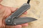 Chris Reeve Large Sebenza 31 - Black Micarta & Boomerang Damascus