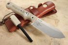 White River Firecraft FC4 - OD Green and Orange Micarta - Leather Sheath