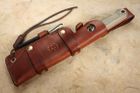 White River Firecraft FC5 - OD Green and Orange Micarta - Leather Sheath