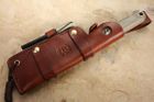 White River Firecraft FC5 - OD Green and Orange Micarta - Leather Sheath