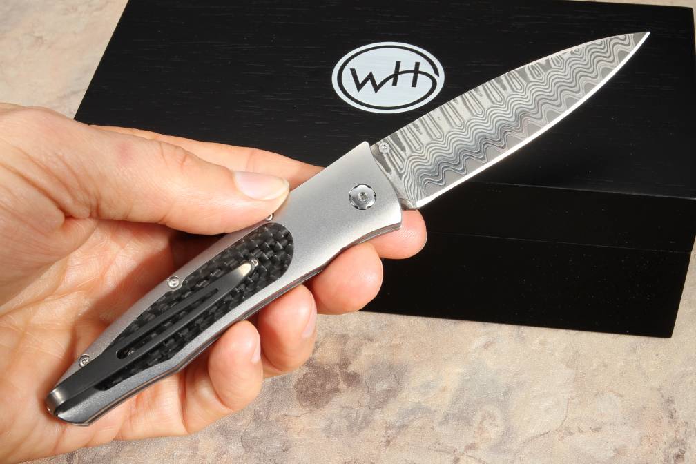 William Henry B30 Centrifuge Carbon Fiber & Damascus Folding Knife