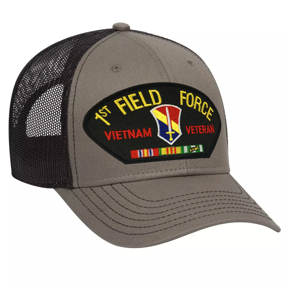1st Field Force Vietnam War Veteran OD Green Mesh Back Cap New OD