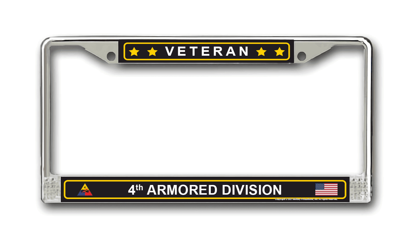 4th Armored Division Veteran License Plate Frame US Army Division