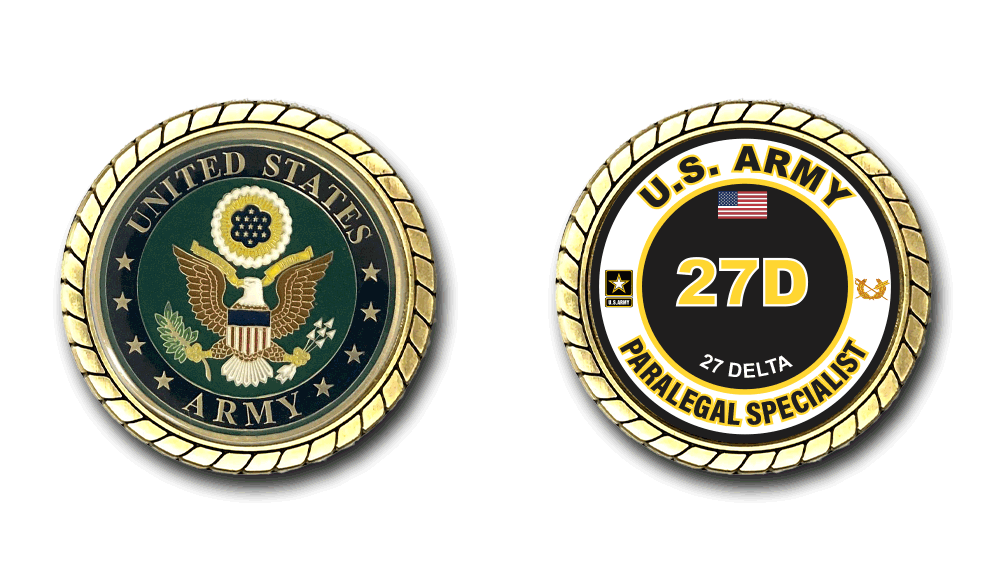 US Army 27D Paralegal Specialist MOS Challenge Coin US Army Judge