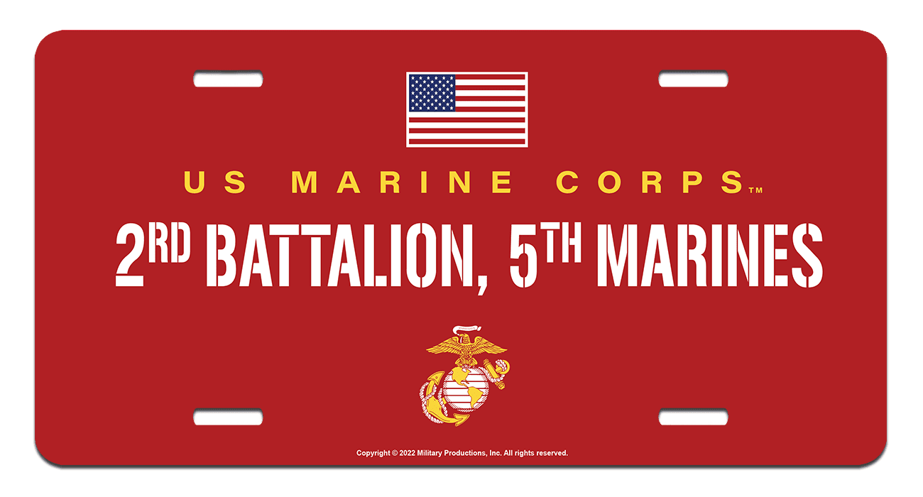 US Marine Corps 2nd Battalion 5th Marines License Plate US Marine