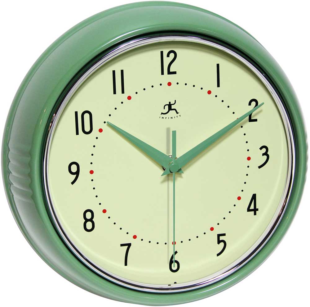 Retro Green Wall Clock by Infinity Instruments Metal Wall Clocks