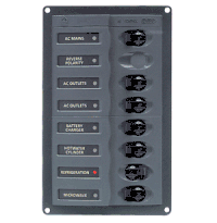 BEP AC Circuit Breaker Panel without Meters, RV 6Way AC Panel with Double Pole Mains