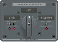 Blue Sea AC Rotary Switch Panel 2 Position & Off 4 Pole 8369