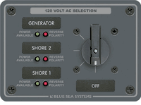 Blue Sea AC Rotary Switch Panel 3 Position & Off 2 Pole 8366