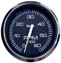 Faria Chesapeake Black Stainless Steel 4" Tachometer, 6,000 RPM (Gas, Inboard & I/O) 33710