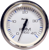 Faria Chesapeake White Stainless Steel 4" Tachometer, 4,000 RPM (Diesel, Magnetic Pick-Up) 33818