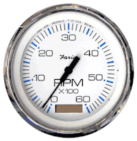 Faria Chesapeake White Stainless Steel 4" Tachometer with Hour meter, 6,000 RPM (Gas, Inboard) 33832