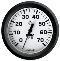 Faria Euro White 4" Tachometer 7000 Rpm Gas All Outboard 32905