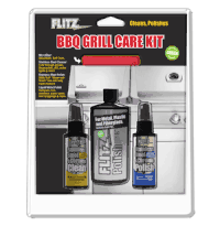 Flitz BBQ Grill Care Kit with Liquid Metal Polish, Stainless Steel Cleaner, Stainless Steel Polish & Microfiber Cloth