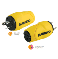 Marinco Straight Adapter 20Amp Locking Male Plug to 15Amp Straight Female Adapter S20-15