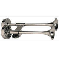 Ongaro Deluxe Stainless Steel Shorty Dual Trumpet Horn 12V