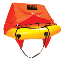 Revere Coastal Compact 4 Person Life Raft with Canopy, Valise Bag