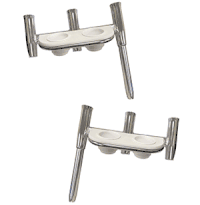 Tigress Offset Triple Rod Holder with Cup Holders - Port Side & Starboard Side - Polished Aluminum