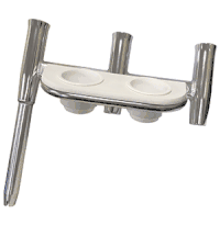 Tigress Offset Triple Rod Holder with Cup Holders - Starboard Side - Polished Aluminum