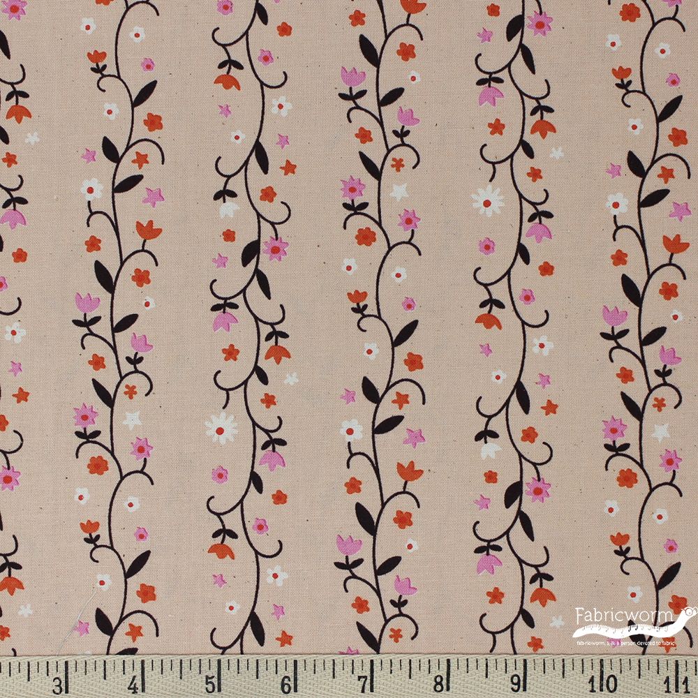 Kimberly Kight for Cotton and Steel, Welsummer, Daisy Vines Peachy