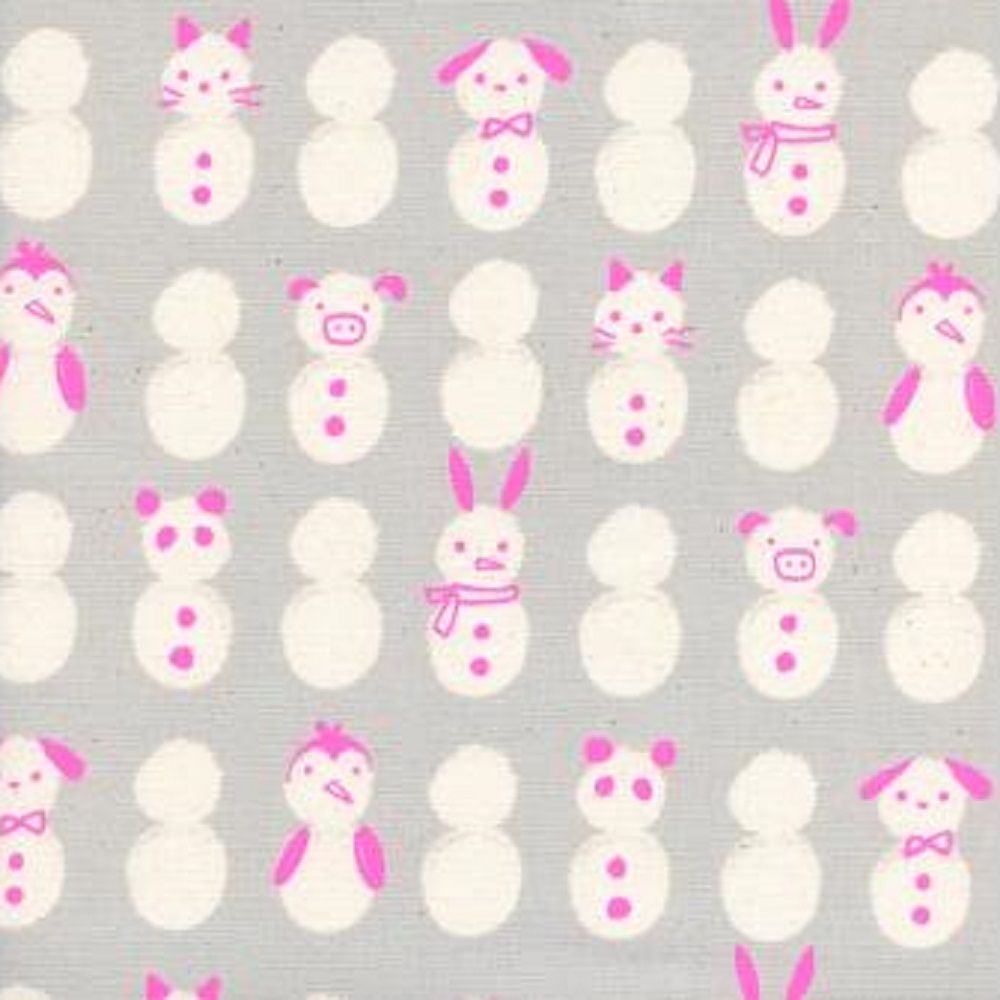 Cotton + Steel Collaborative, Noel, Snow Babies Neon Pink