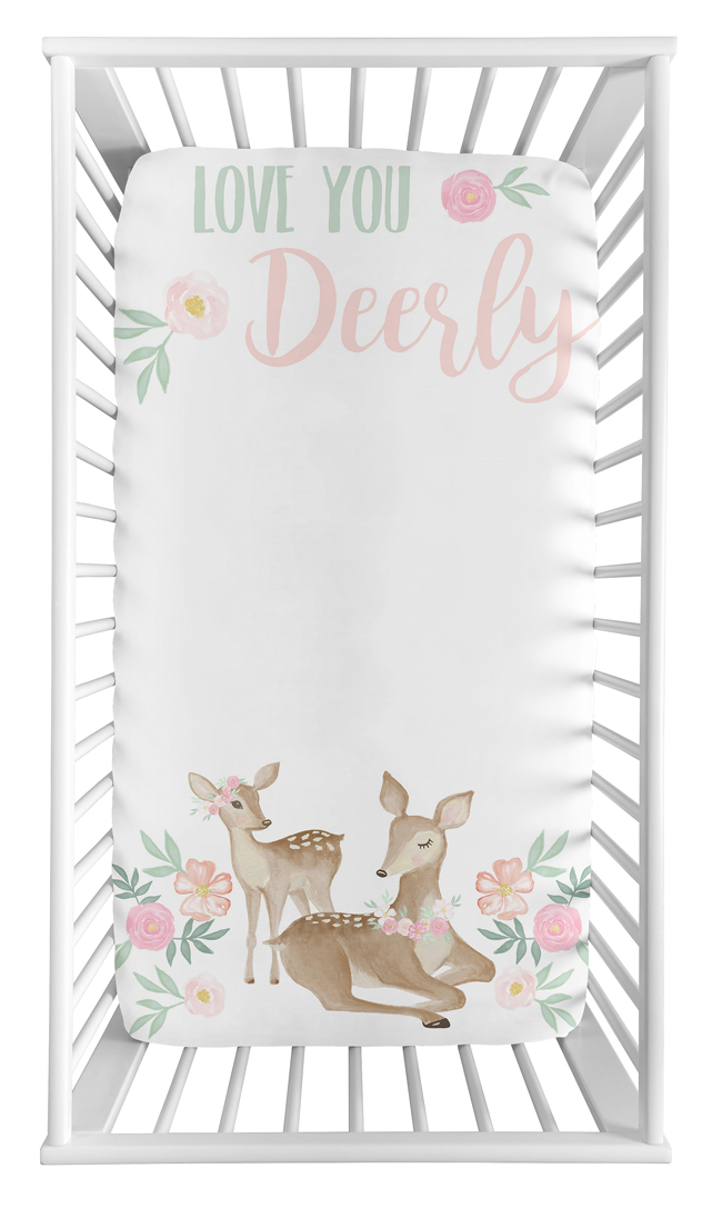 Deer Floral Collection Photo Op Crib Sheet
