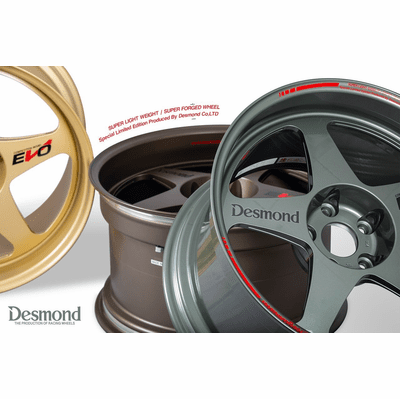Desmond Regamaster EVO II 17X9.5 5X114.3 +28 Offset Gloss Silver Gunmetal Black Gold Flat/Satin Bronze Gunmetal Gold