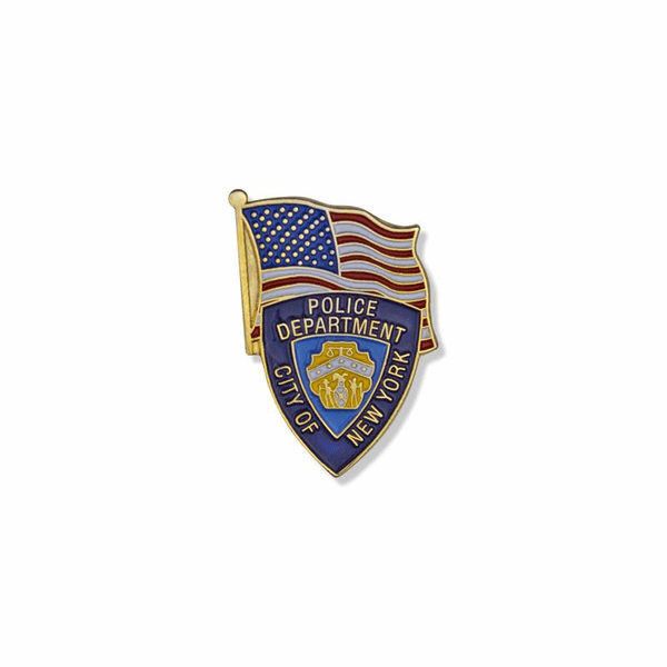 11/8 x 3/4 Inch Gold Enameled City of New York Police Department