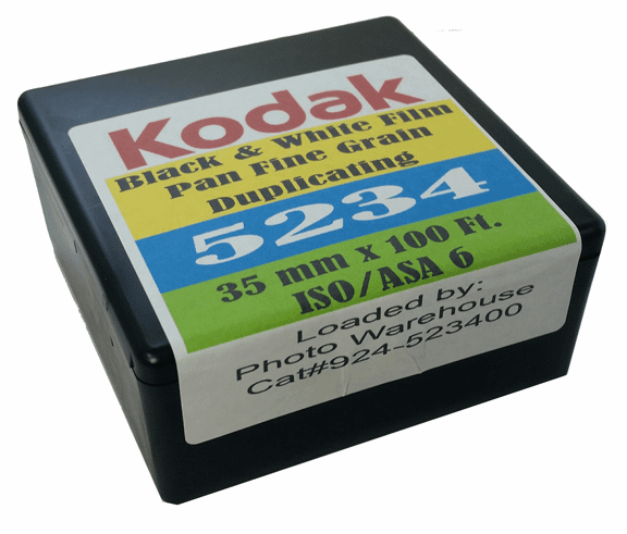 Kodak 5234 Black & White Film Pan Fine Grain Duplicating ISO 6 35mm x 100 Ft. Roll