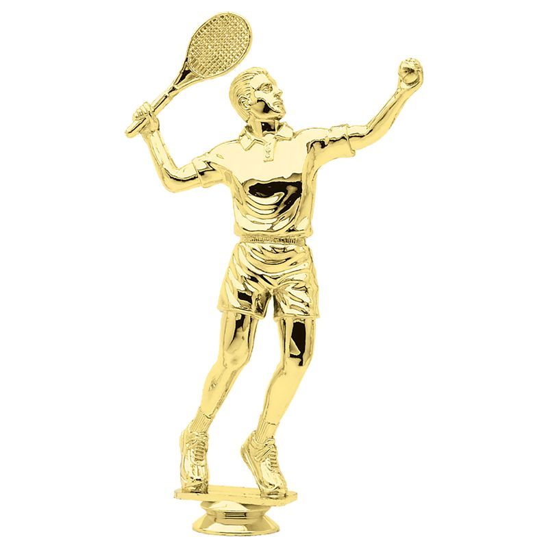 91/2 INCH GOLD PLASTIC MALE TENNIS PLAYER TROPHY FIGURE