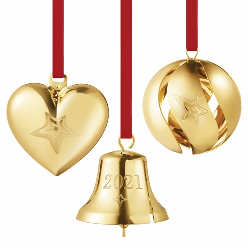 2021 Christmas Gift Set - Heart, Bell, Ball, Gold Plated