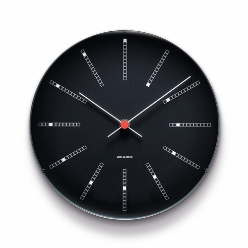 Arne Jacobsen Banker's Wall Clock, Black (11.4" Dia.)