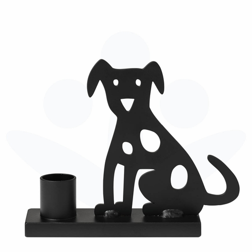Iron Sitting Dog Candleholder