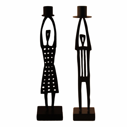 Iron Woman / Man Candleholder Pair