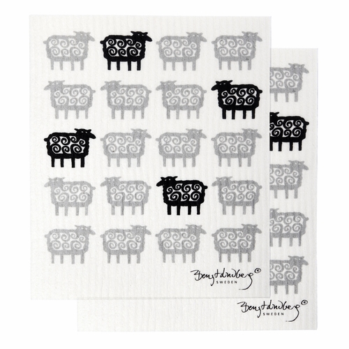 Klippan Black Far (Sheep) Dishcloth, Set of 2