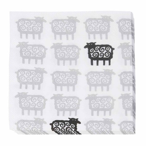 Black Far (Sheep) Paper Napkins, 3 Packs of 20