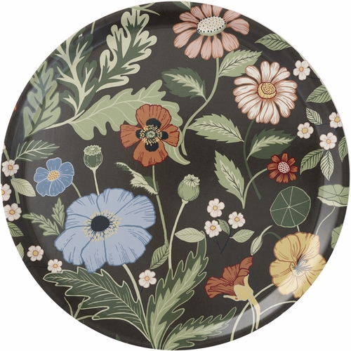 Bloom Large Round Tray, Asphalt
