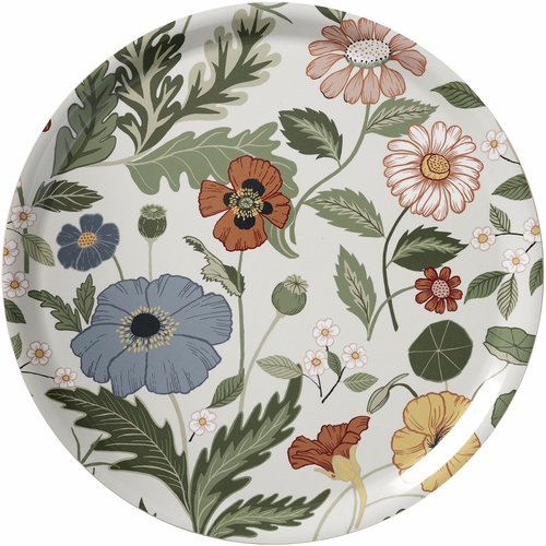 Bloom Large Round Tray, Creme