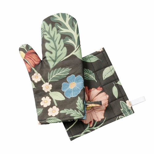Klippan Bloom Oven Glove & Potholder Set, Asphalt