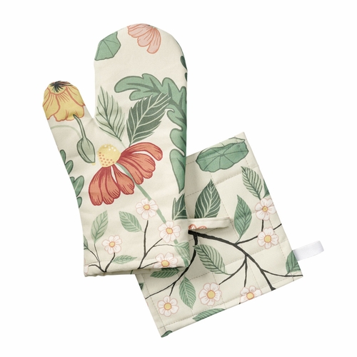 Klippan Bloom Oven Glove & Potholder Set, Creme