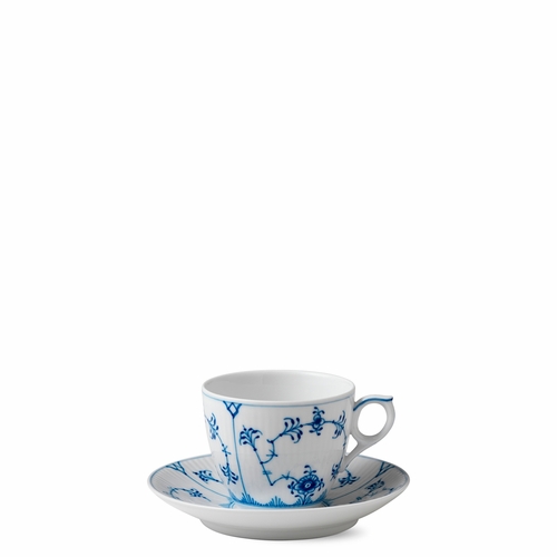 Blue Fluted Plain Coffee Cup & Saucer