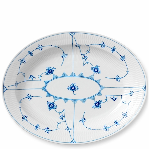 Blue Fluted Plain Oval Platter