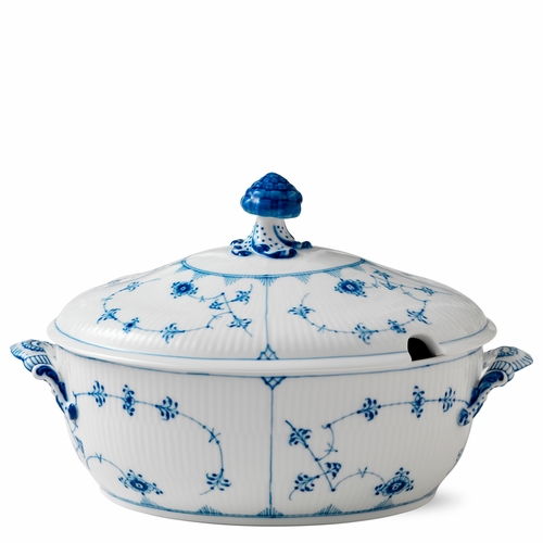 Blue Fluted Plain Oval Soup Tureen