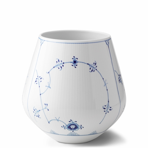 Blue Fluted Plain Vase, 8"